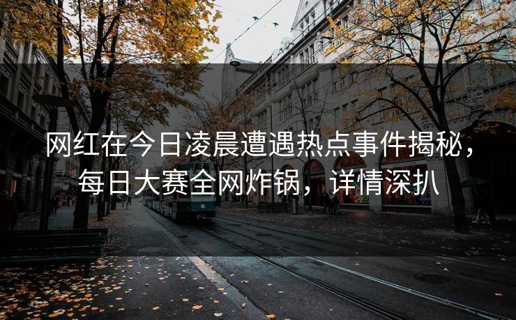 网红在今日凌晨遭遇热点事件揭秘，每日大赛全网炸锅，详情深扒