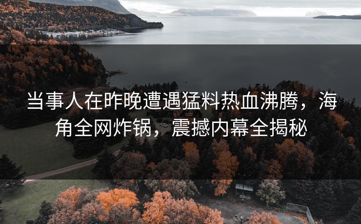 当事人在昨晚遭遇猛料热血沸腾，海角全网炸锅，震撼内幕全揭秘