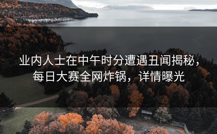 业内人士在中午时分遭遇丑闻揭秘，每日大赛全网炸锅，详情曝光