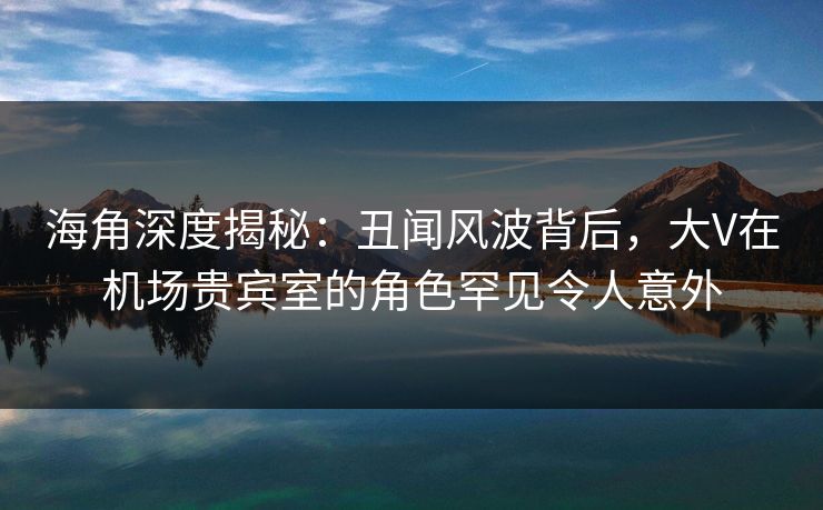 海角深度揭秘：丑闻风波背后，大V在机场贵宾室的角色罕见令人意外