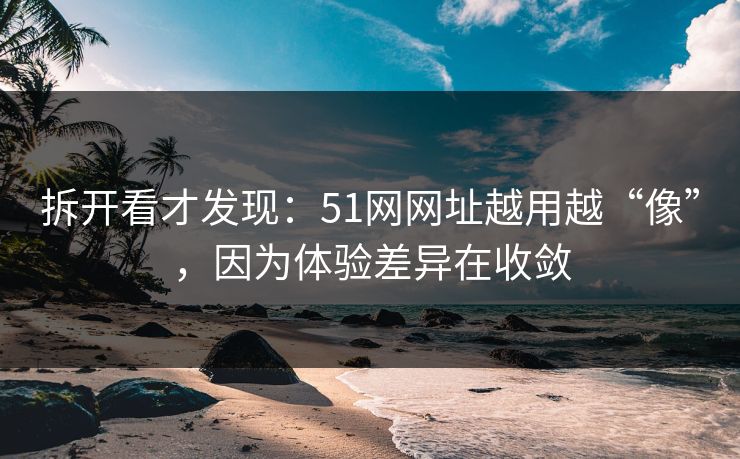 拆开看才发现：51网网址越用越“像”，因为体验差异在收敛